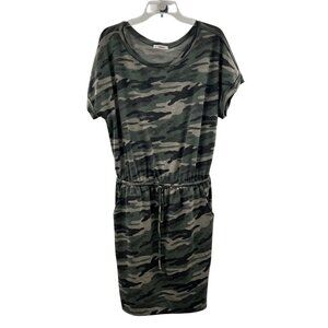 Cherish Women's Camo Short Sleeve A-Line Dress Belted Size Medium Knee Length